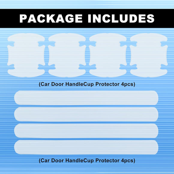 8Pcs Waterproof Car Door Handle and Rear View Mirror Scratch Protector Sticker Transparency Anti-Scratches Cup Protector