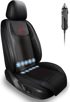 Cooling Car Seat Cushion Front Seat 12V&24V Cooling Seat Cover for Cars with 10 Fans Rapid Cooling with Automatic Start and Pause Seat Cushion (Black)