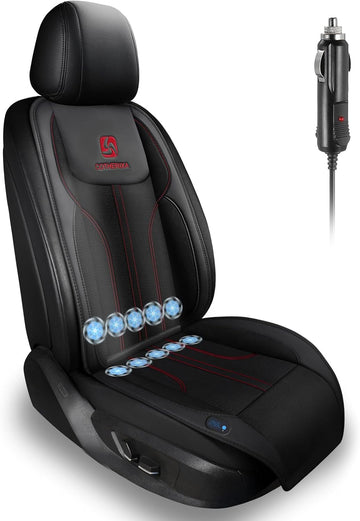 Cooling Car Seat Cushion Front Seat 12V&24V Cooling Seat Cover for Cars with 10 Fans Rapid Cooling with Automatic Start and Pause Seat Cushion (Black)