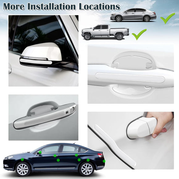 16PCS Car Door Handle Protector Waterproof Anti-Scratch Paint Invisible Cars Door Handle Bowl Sticker Avoiding Scratches Auto Exterior Accessories Protection Film for Most Models (Clear Transparent)