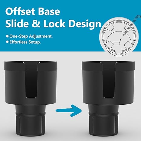 Car Cup Holder Expander with Adjustable Base Compatible with Hydro Flasks 32/40 Ounce Compatible with Yeti Ramblers 20/26/30 Ounce Other Bottles in 3.4-3.8 (Black)
