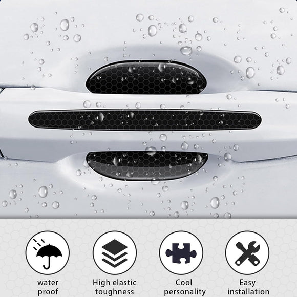 8Pcs Car Door Handle Bowl Sticker Reflective Car Door Handle Paint Scratch Protector Self-Adhesive Scratch Collision Protection Guard Auto Exterior Decor Universal for SUV Truck RV (Black)