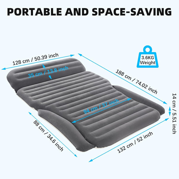 Inflatable SUV Air Mattress for Car Truck & Camping Portable Thickened Car Bed for Travel Includes 2 Pillows & Electric Pump