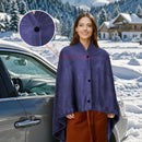 Wearable Car Electric Blanket 12 Volt Heated Travel Blanket Plug in Heating Throw for Car Truck SUV Van with Controller 2 Heating Level Ideal for Camping Traveling(41x55 Blue)-4