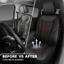 3D Foam Mesh Leather Car Seat Covers Front Seats Air Cool Mesh Front Seat Covers for Car Universal Fit for SUV Truck Sedan Automotive Armrest Airbag Compatible Black and Red-5