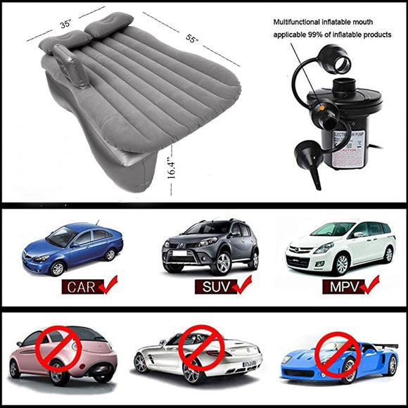 Inflatable Car Air Mattress Back Seat Bed with Air Pump Thickened Portable Car Travel Sleeping Camping Air Mattress Blow Up Bed for Car Universal SUV