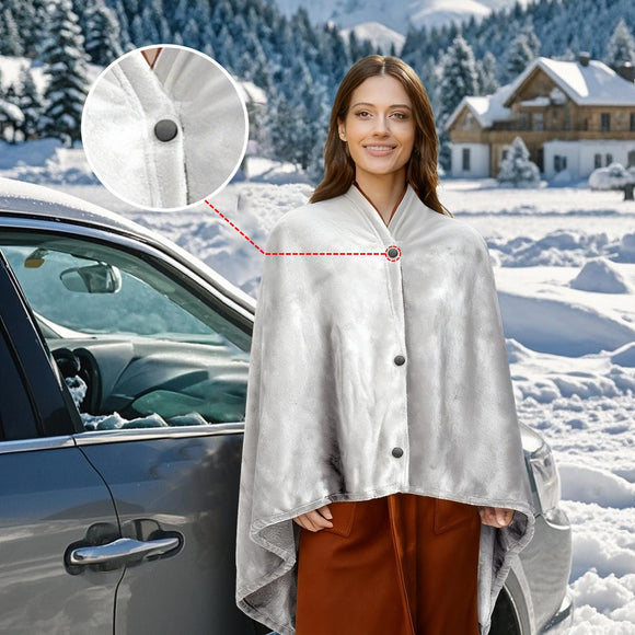 Wearable Car Electric Blanket 12 Volt Heated Travel Blanket Plug in Heating Throw for Car Truck SUV Van with Controller 2 Heating Level Ideal for Camping Traveling(41x55 Gray)