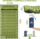 Camping Sleeping Pad Ultralight Camping Mat with Pillow Built-in Foot Pump Inflatable Sleeping Pads Compact for Camping Backpacking Hiking Traveling Tent Single Green.-3