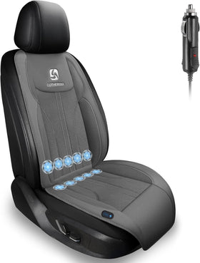 Cooling Car Seat Cushion Front Seat 12V&24V Cooling Seat Cover for Car with 10 Fans Rapid Cooling with Automatic Start and Pause Seat Cushion (Brey)