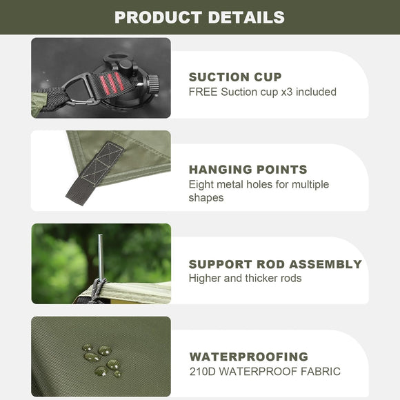 Portable Car Awning for SUV Vehicle Awning for Camping Van Truck Neednt Roof Rack Hardwares Waterproof UV50+ 10 x 5.6 ft