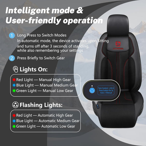 Cooling Car Seat Cushion Front Seat 12V&24V Cooling Seat Cover for Cars with 10 Fans Rapid Cooling with Automatic Start and Pause Seat Cushion (Black)