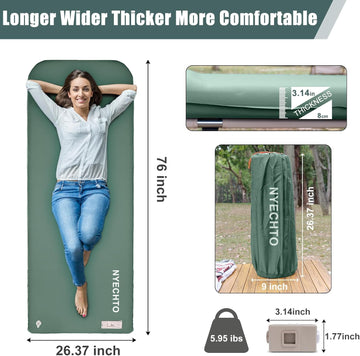 Self Inflating Sleeping Pad with Electric Pump 3.14 Ultra-Thick Memory Foam Sleeping Mats for Camping Easy Inflate&Deflate 9.5 R-Value Insulated Camping Mattress Pad with Pillow for Car Travel Tent - 0