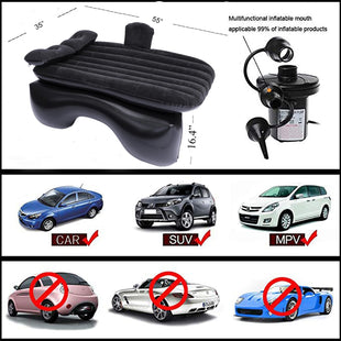 Inflatable Car Air Mattress Back Seat Bed with Air Pump Thickened Portable Car Travel Sleeping Camping Air Mattress Blow Up Bed for Car Universal SUV