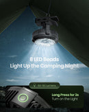 Portable Camping Fan with LED Lantern 360Rotation and Clip on for Desk 4000mAh USB Rechargeable Battery Powered Digital Display and Hanging Hook for Tent Outdoor Travel Bedroom Black-3
