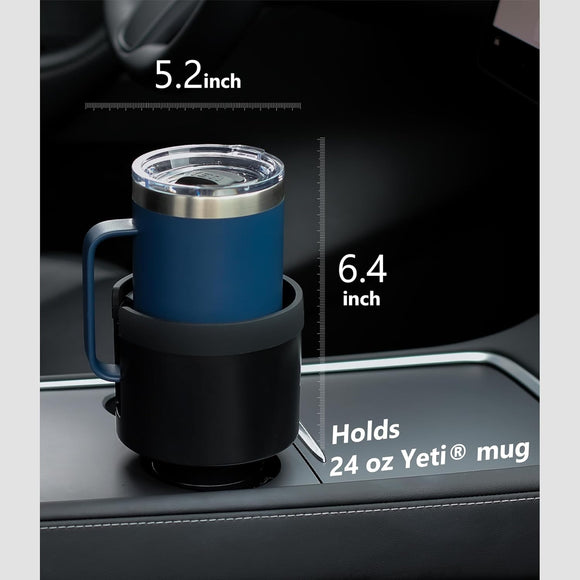 Car Cup Holder Expander with Adjustable Base Compatible with Hydro Flasks 32/40 Ounce Compatible with Yeti Ramblers 20/26/30 Ounce Other Bottles in 3.4-3.8 (Black)