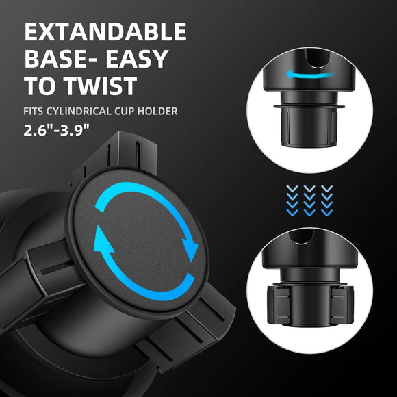 Car Cup Holder Expander Cup Holder Extender for Car with Adjustable Base Fits Yeti 24/36/46oz Hydroflask 32/40oz Large Bottles in 3-3.9 (16-40oz)