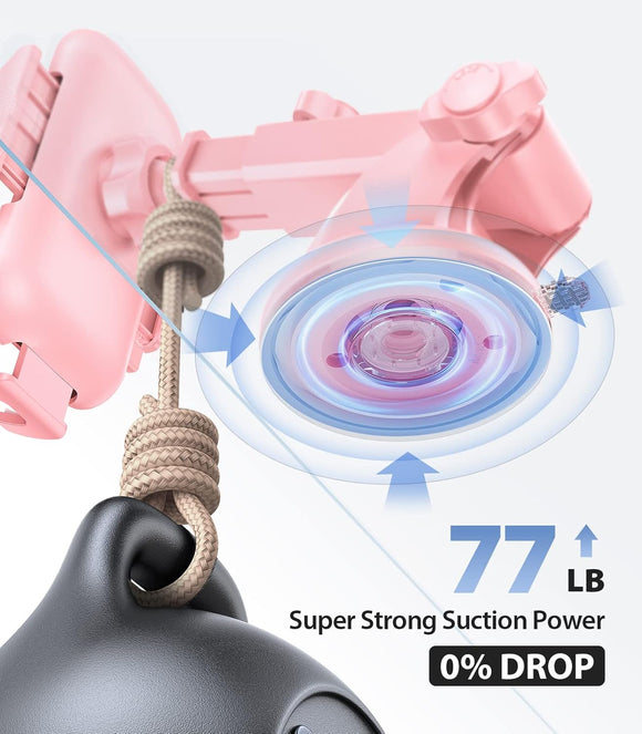 Phone Holders for Your Car [Super Suction Power & No-Wobbling] Universal Cell Phone Mount Dashboard Windshield Vent Long Arm Hands Free Cradle Fit for iPhone, Android - Hot Pink