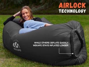 Inflatable Lounger Air Sofa Hammock-Portable Water Proof& Anti-Air Leaking Design-Ideal Couch for Backyard Lakeside Beach Traveling Camping Picnics & Music Festivals (Black)