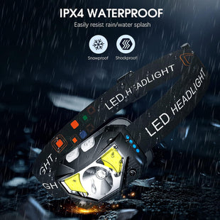 Headlamp Flashlight Lumen Ultra-Light Bright LED Rechargeable Headlight with White Red Light 2-Pack Waterproof Motion Sensor Head Lamp 8 Modes for Outdoor Camping Running Hiking Fishing