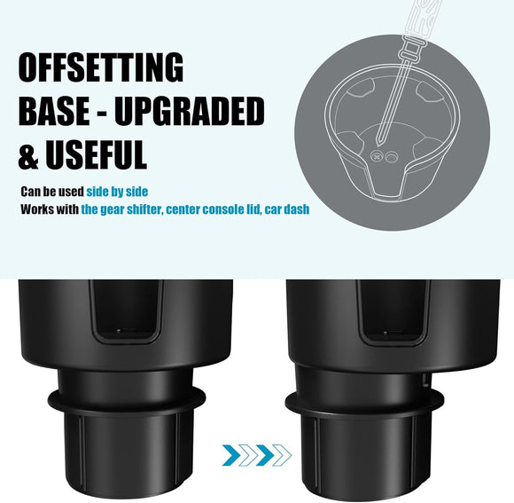 Upgraded Car Cup Holder Expander Adapter with Offset Adjustable Base Compatible with Yeti 14/24/36/46oz Ramblers Hydro Flasks 32/40oz Other Large Bottles Mugs in 3.5-4.0 1 Pack