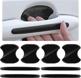 8PCS Car Door Handle Protector with Reflective Design Universal Fit Black Plastic Reflective Door Handle Scratch Protector