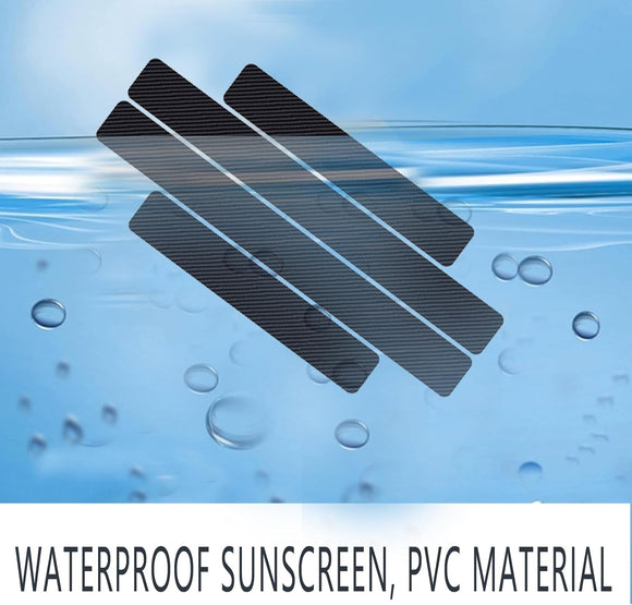 Carbon Car Door Sills Protector 4d Car Door Threshold Protection Automotive Door Entry Guard 4 Pcs Universal Rubber Scratch Resistant Exterior Accessories (Black)