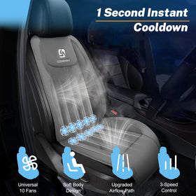 Cooling Car Seat Cushion Front Seat 12V&24V Cooling Seat Cover for Car with 10 Fans Rapid Cooling with Automatic Start and Pause Seat Cushion (Brey) - 0