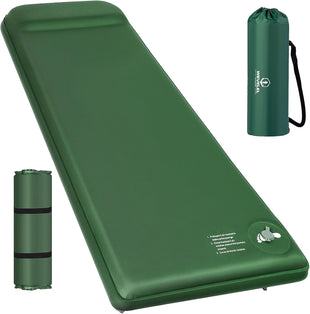 Memory Sleeping Pad 3.1 Ultra-Thick Foam Sleeping Mats for Camping Easy Inflate&Deflate 9.5 R-Value Insulated Camping Mattress Pad with Pillow for Car Travel Tent