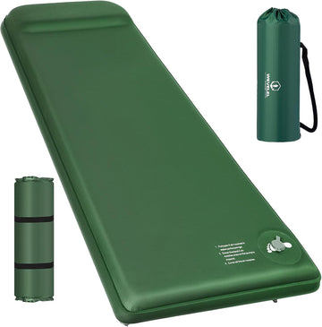 Memory Sleeping Pad 3.1 Ultra-Thick Foam Sleeping Mats for Camping Easy Inflate&Deflate 9.5 R-Value Insulated Camping Mattress Pad with Pillow for Car Travel Tent