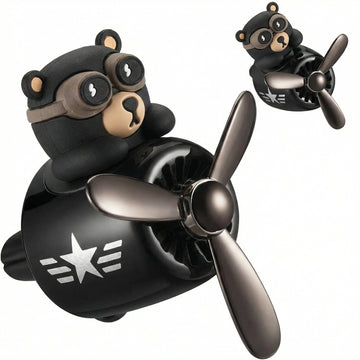 Cartoon Bear Car Air Fresheners 2 Pack Pilot Black Automotive Air Outlet Fan Cool Cute Air Freshener for Car Creative Car Perfume Decoration for Vehicle Vent Scent Clip Diffuser Ornament Accessories