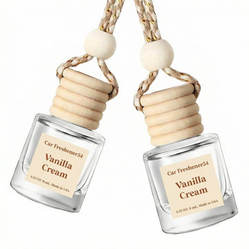 Car Air Freshener Diffuser 2 Pack Hanging Air Freshener Diffuser - Vanilla Cream Fragrance Oil Air D iffuser for Car 45+ days Long Lasting Fragrance Made in USA C ar Air Fresheners (V54)