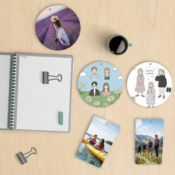 101Pcs Air Freshener Sublimation Blanks Kit Car Scented Hanging Sheets DIY Felt Sublimation Blank Air Freshener Sheet for Car and Home with Elastic Rope and Self-Seal Bags (Circle+Rectangle)