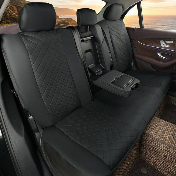 Rear Bench Seat Cover for Cars (50-54) Sedans SUV Truck Universal Faux Leather Back Seat Protector 60/40 Split Bench Seat Cover (Black)