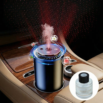 Smart Car Air Freshener Rechargeable Car Air Freshener Diffuser with Starlight Projector & Atmosphere Light Adjustable Car Freshener with Ultrasonic Tech & Auto On/Off 50ml Perfume Included