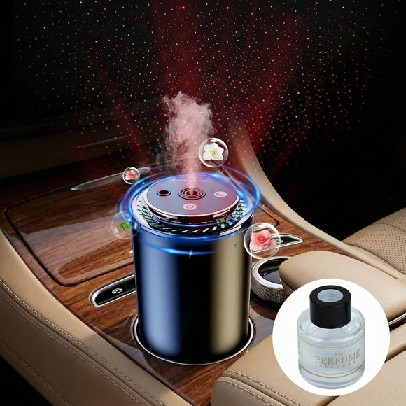 Smart Car Air Freshener Rechargeable Car Air Freshener Diffuser with Starlight Projector & Atmosphere Light Adjustable Car Freshener with Ultrasonic Tech & Auto On/Off 50ml Perfume Included