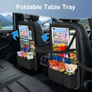 Car Backseat Organizer with Table Tray(2-Pack) 9 Storage Pockets Backseat Car Organizer and storage with Tablet Holder Kick Mats Back Seat Cover for Kids family Road Trip Essentials Travel-3