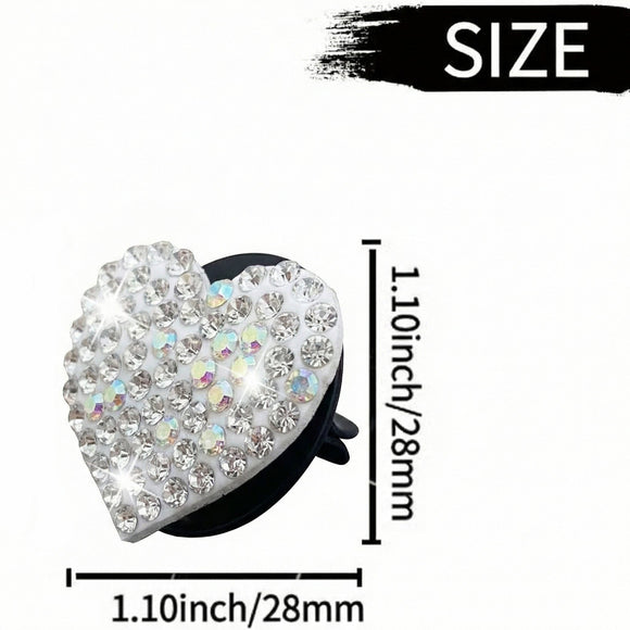 8 Pcs Bling Heart Air Vent Clips Crystal Car Fresheners Diffuser With Rhinestone Decoration Cute Interior Accessories for Women Girls (Silver)
