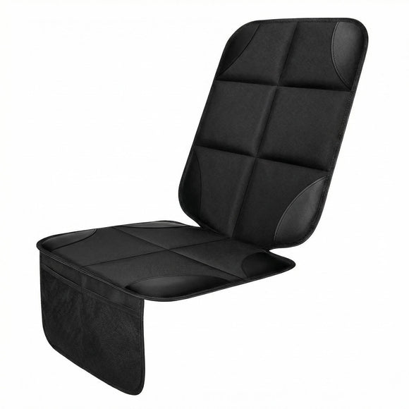 Car Seat Protector 1 Pack Car Seat Cushion Mat Thickest Padding Waterproof 600D Fabric Car Seat Covers for Non-Slip Backing Mesh Pockets for Baby and Pet (Black 1 Pack)