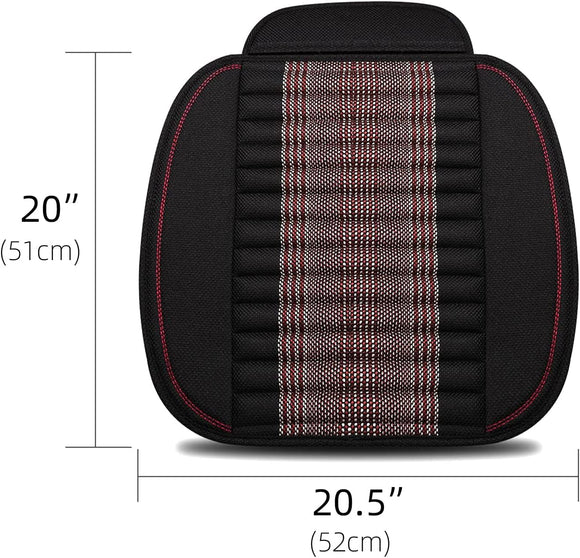 Car Seat Cushion,Car Seat Cover Universal Bottom Driver Pad,Bamboo Charcoal Comfortable and Breathable Fabric Seat Cushion with Storage Pouch,Fit for Trucks Vans Cars SUV (2PC Black)