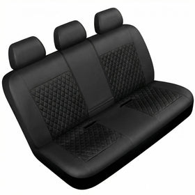 Faux Leather Back Seat Cover Universal Quilting Waterproof Bench Rear Seat Cover Universal car seat Cover Fit 95% Automotive Interior Covers for Sedans SUVs Vans Small Trucks All Black