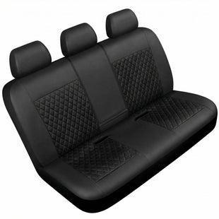 Faux Leather Back Seat Cover Universal Quilting Waterproof Bench Rear Seat Cover Universal car seat Cover Fit 95% Automotive Interior Covers for Sedans SUVs Vans Small Trucks All Black