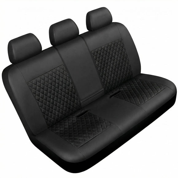 Faux Leather Back Seat Cover Universal Quilting Waterproof Bench Rear Seat Cover Universal car seat Cover Fit 95% Automotive Interior Covers for Sedans SUVs Vans Small Trucks All Black