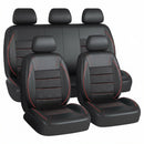 Universal FIT Piping Leather Car Seat Cover for suvs Van Trucks Airbag Compatible Inside Zipper Design and Reserved Opening Holes (Full Set Black and Red)-1