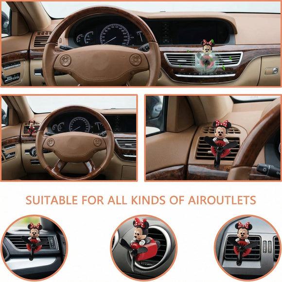 Car Air Fresheners Cute Cartoon Mouse Pilot Car Diffuser Rotating Propeller Automotive Air Outlet Fan Creative Car Perfume Decoration Cool Car Accessories (Women)