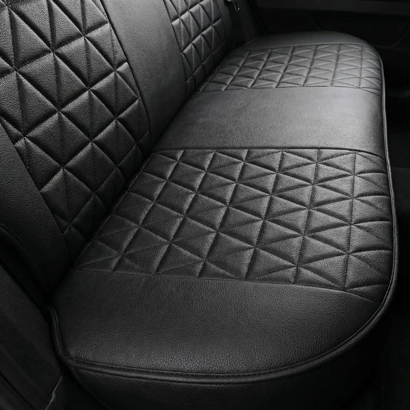 Bling Back Seat Cover Waterproof Leather Bench Rear Seat Cover Shining Diamond Truck Glitter Crystal Sparkly Rhinestone Universal Fit Armrest Automotive Kid Women Girl Black Diamond