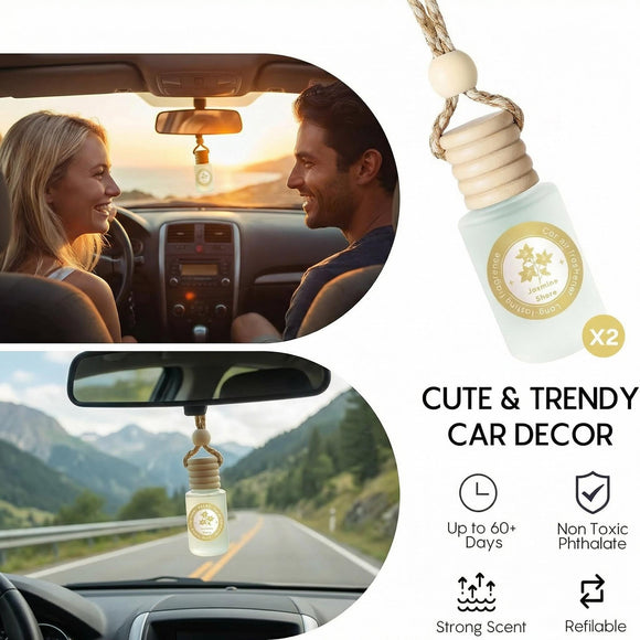 Veloz Hanging Car Air Freshener-Jasmine Shore Scent Long Lasting Essential Oil Car Diffuser without Methyl Carbitol&Hexylene Glycol