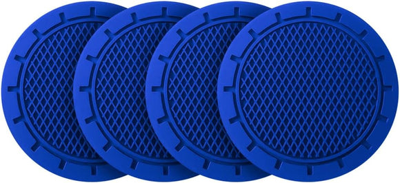4 Pack Car Cup Holder Coaster, 2.75 Inch Diameter Non-Slip Universal Insert Coaster, Durable, Suitable for Most Car Interior, Car Accessory for Women and Men (Deep Blue)