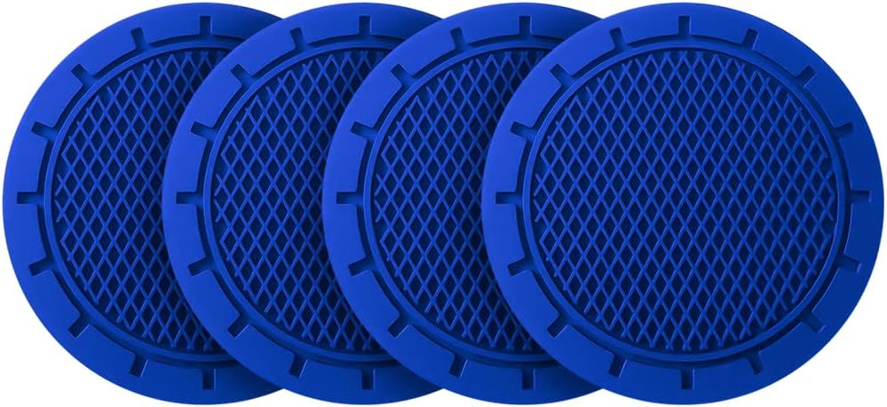 4 Pack Car Cup Holder Coaster, 2.75 Inch Diameter Non-Slip Universal Insert Coaster, Durable, Suitable for Most Car Interior, Car Accessory for Women and Men (Deep Blue)