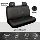 Leather Back Seat Cover Piping Waterproof Bench Seat Cover Rear Seat Cover Universal Fit for Cars Sedans SUVs Truck 95% Automotive Interior Backseat Car Covers (Rear Black and Red)-6