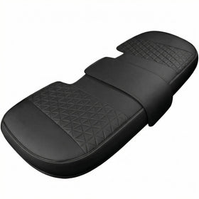 Luxury PU Leather Rear Car Seat Cover Adjustable Length (49-55) Back Seat Protector Fits 90% Vehicles (Sedan SUV Truck) for Seat Bottom Only Triangle Quilting Design Black